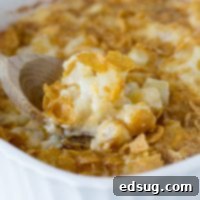 Baked Potato Casserole – a cheesy potato casserole that is great for entertaining, potlucks, or even busy weeknights. Comforting, delicious, and a family favorite.