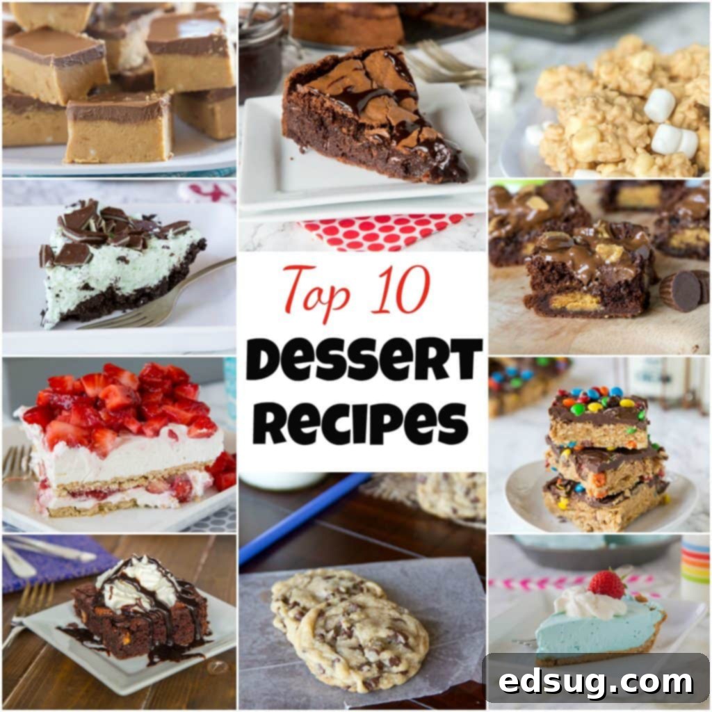 10 Divine Dessert Delights 2 Top 10 Dessert Recipes from Dinners, Dishes, and Desserts - featuring brownies, pies, cookies, cakes, fudge, and more user favorites.