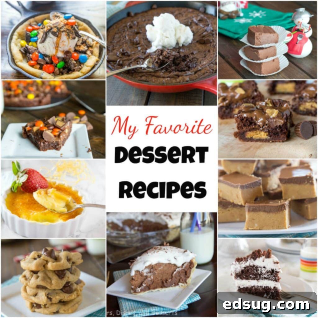 Here are 10 of my Favorite Dessert Recipes. Pie, brownies, cake and more!  Lots of delicious sweet treats! 