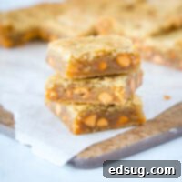 Butterscotch Blondies - soft and chewy blonde brownies that are loaded with butterscotch!  A buttery and sweet treat that is easy to make!