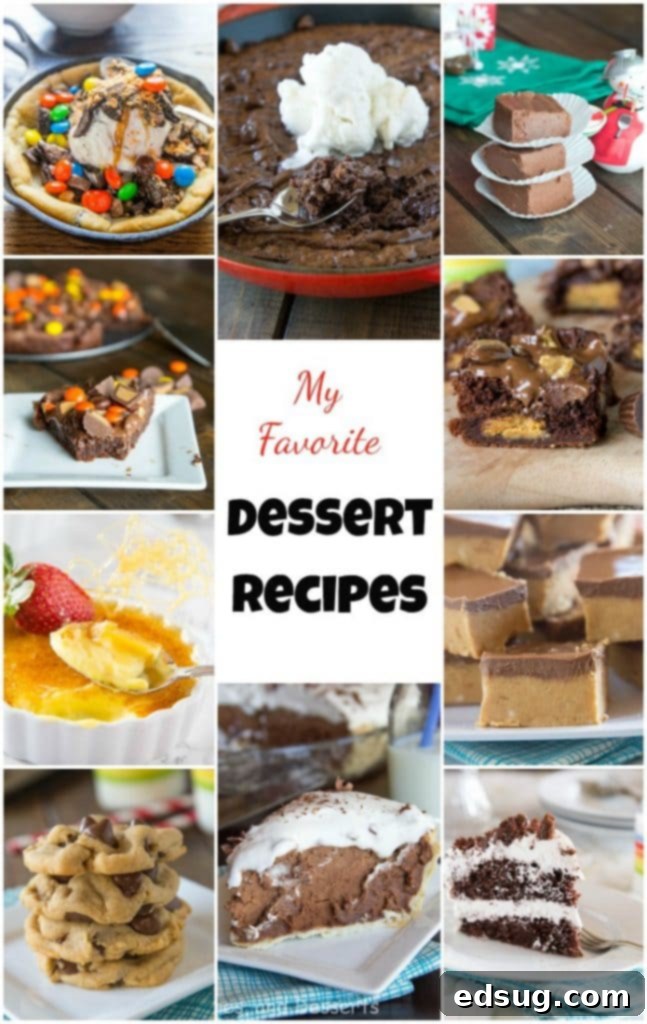 Here are 10 of my Favorite Dessert Recipes. Pie, brownies, cake and more!  Lots of delicious sweet treats! 