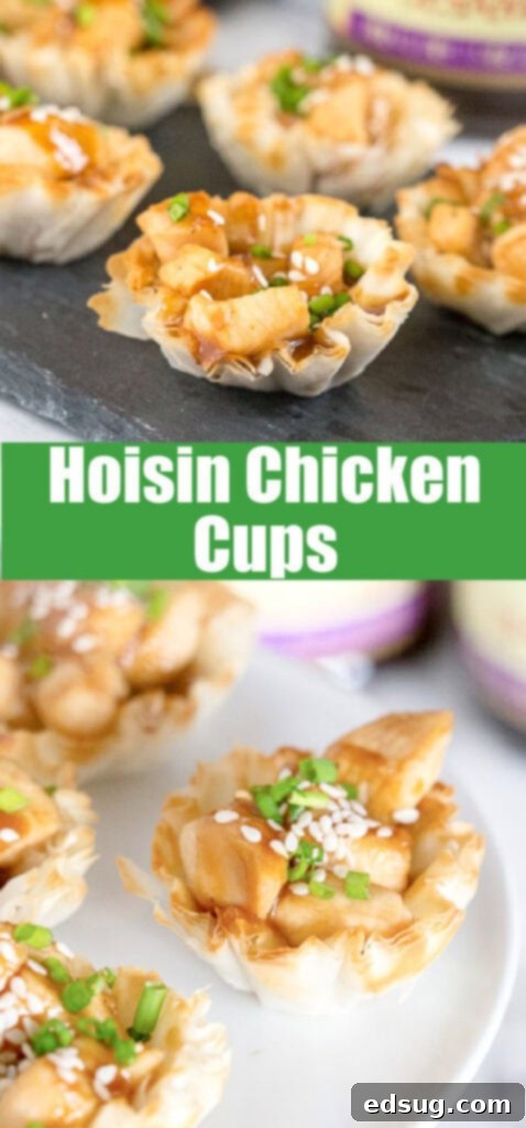 Sticky Hoisin Chicken Lettuce Wraps 6 hoisin chicken cups on a tray