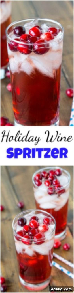 Holiday Sparkle Spritzer 5 Holiday Wine Spritzer Recipe - a fun cocktail that you can serve at all your holiday get togethers! Wine, ginger ale, cranberry juice and cranberries make it festive and delicious! #cocktail #wine #happyhour #christmasdrinks #drinks #winespritzer