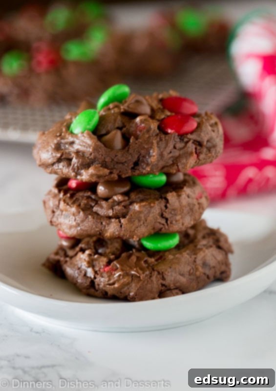 Double Chocolate Dream Cookies 3 Delicious triple chocolate chip cookies, exceptionally soft and rich, featuring three delightful chocolate varieties.