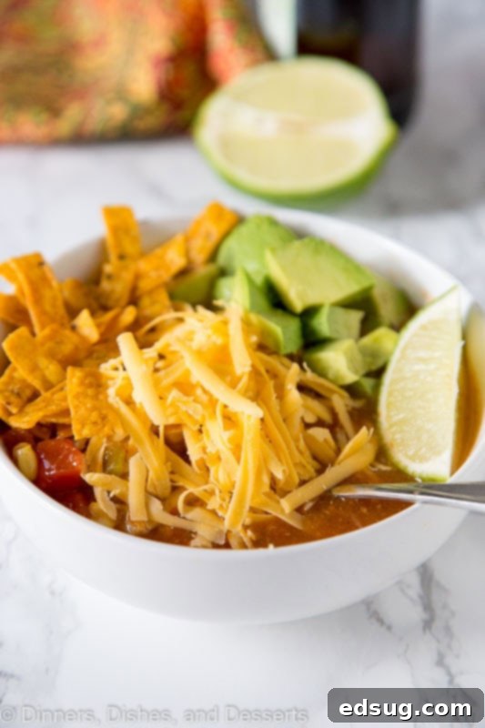 Easy Instant Pot Tortilla Soup 2 Instant Pot Tortilla Soup Recipe - make your favorite chicken tortilla soup in the Instant Pot! It is ready in minutes, and so good on a cold night. Don't have an instant pot? No problem, stove top instructions included!