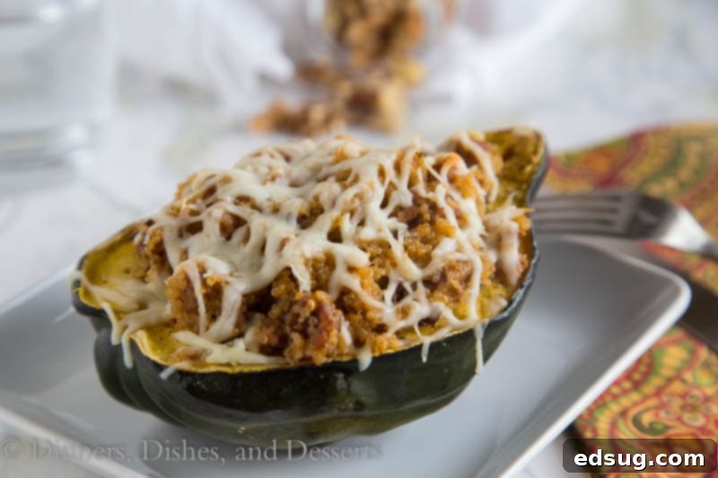 Quinoa & Sausage Stuffed Acorn Squash {Dinners, Dishes, and Desserts}