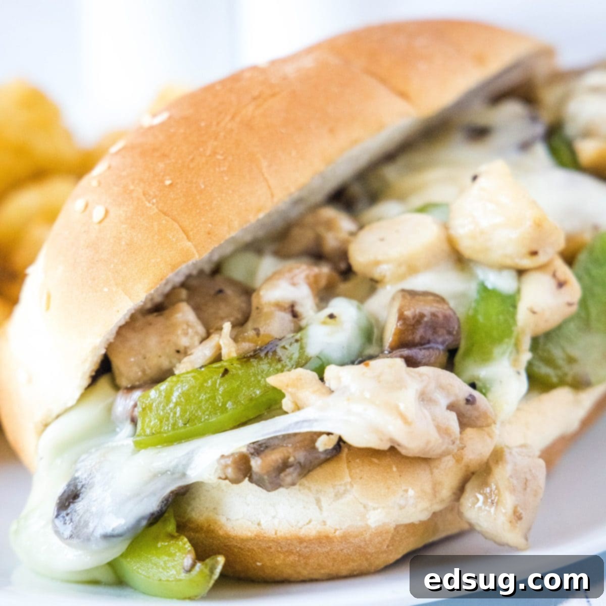 Cluck-Worthy Chicken Meals 46 Close up of a chicken Philly cheesesteak