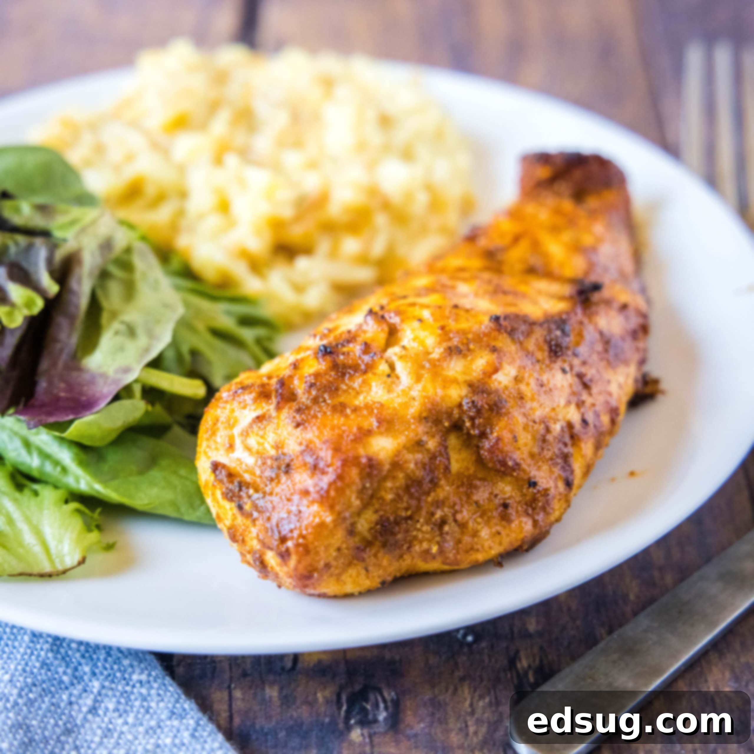 Cluck-Worthy Chicken Meals 47 close up air fryer chicken on plate