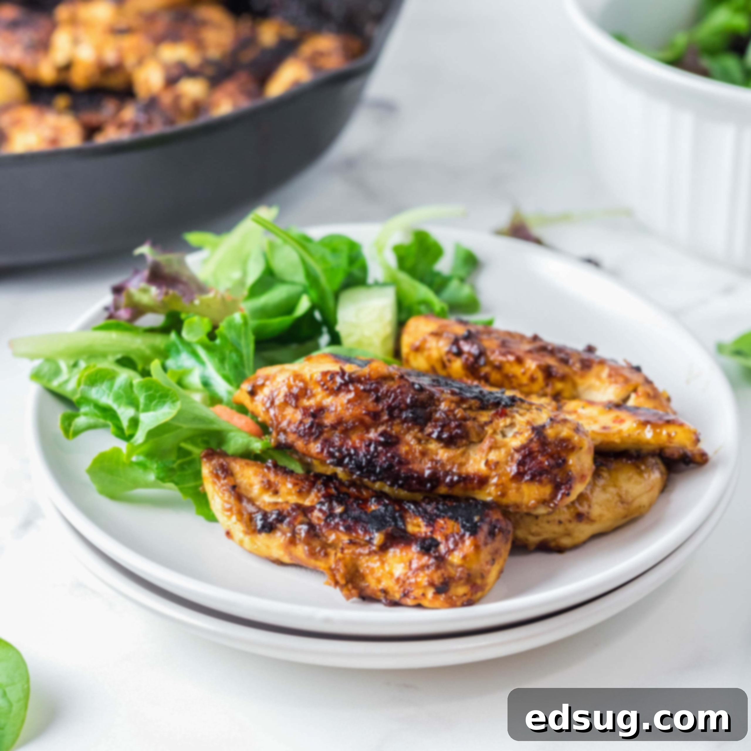 Cluck-Worthy Chicken Meals 48 easy chicken tenders on a white plate