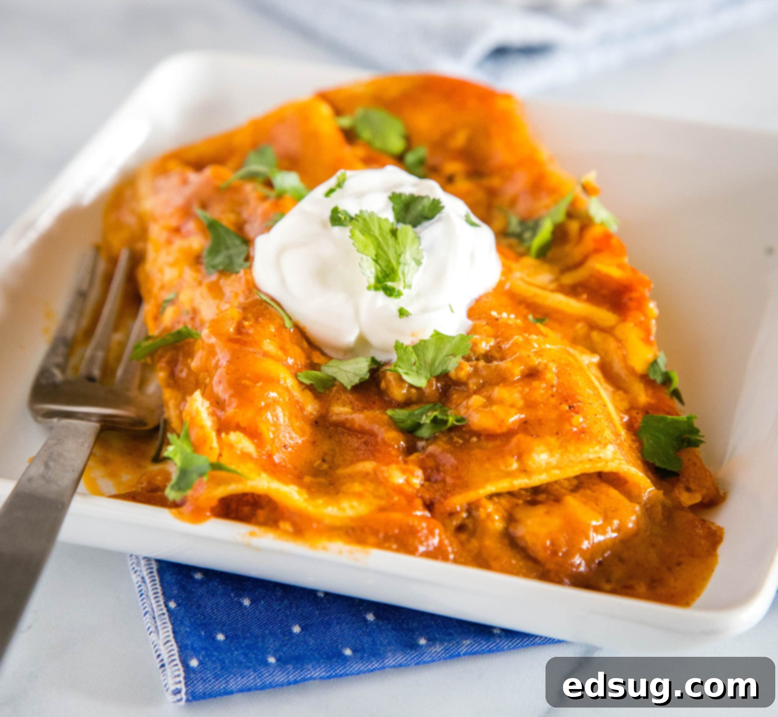 Easy Ground Beef Enchiladas - easy enchiladas filled with seasoned ground beef, onions, and lots of cheese! Absolutely delicious with just a few simple ingredients. Get a restaurant quality dinner on the table for dinner tonight! 