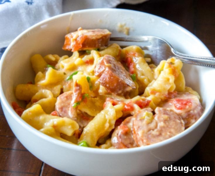 Sausage Pasta Skillet is a quick and easy one pot meal the whole family will love. Creamy, cheesy, sausage pasta dinner.