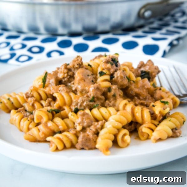 Creamy Beef Pasta - an easy recipe that gets dinner on the table the whole family will love any night of the week! Creamy, hearty, and perfect for those picky eaters.