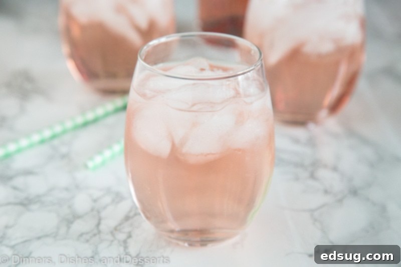 Rose Wine Spritzer - Use your favorite rose wine to make a wine spritzer. Crisp, cool, and refreshing. Great for sipping any time of year.