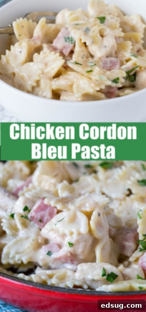 creamy cordon bleu pasta with leftover ham