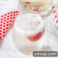 Refreshing Strawberry Wine Spritzer 2 A close up of a cup