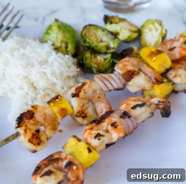 Grilled Teriyaki Shrimp Kebabs with shrimp and pineapple, perfect for summer grilling.