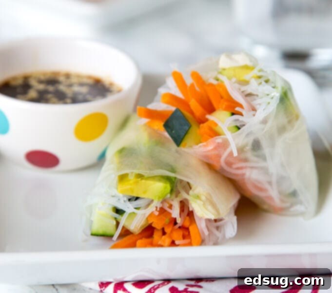 Fresh Copycat Tokyo Joes Chicken Spring Rolls with dipping sauce