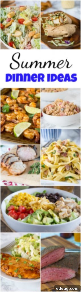A collage of various delightful summer dinner dishes, perfect for quick and easy meals.