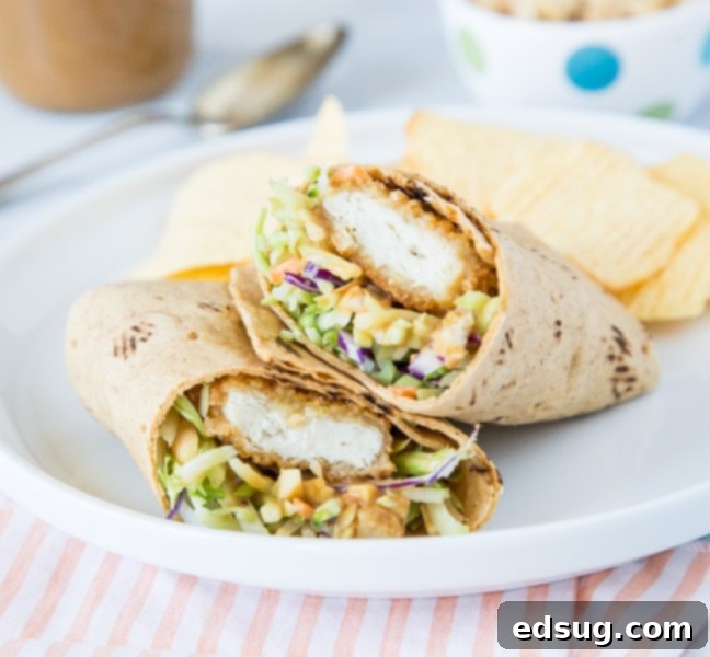 Fresh Asian Chicken Wraps served with a rich peanut sauce.