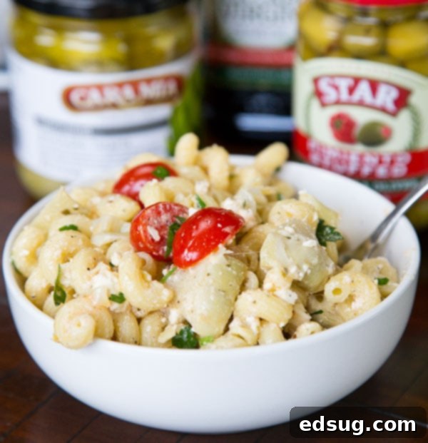 Refreshing Mediterranean Pasta Salad with feta and olives