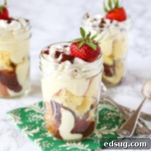 Boston Cream Pie Parfaits - all the taste of a Boston cream pie in these fun layered dessert parfaits!  You can make them ahead and have them in the fridge for parties or get togethers!