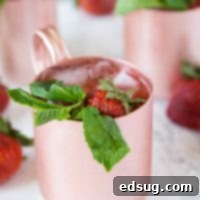 Refreshing Strawberry Moscow Mule 6 Strawberry Moscow Mule - strawberries giving a classic Moscow Mule a sweet and fun twist!  Whip these up today, they are perfect to sip on any day of the week!