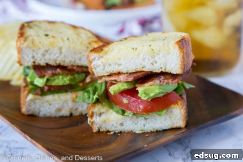 Ultimate Garlic Bread BLT 4 A blt sandwich cut in half