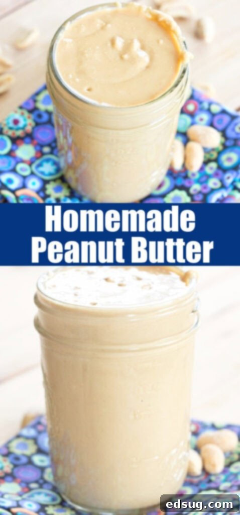 Crafting Your Own Peanut Butter 2 Close up view of creamy homemade peanut butter in a mason jar