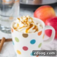 Boozy Warm Apple Cider 7 A close up of hot cider spiked with vodka