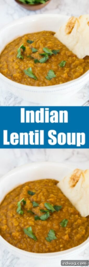 Aromatic Indian Daal 6 Close-up of a serving of Indian Lentil Soup in a bowl, showcasing its rich texture and a hint of fresh garnish.