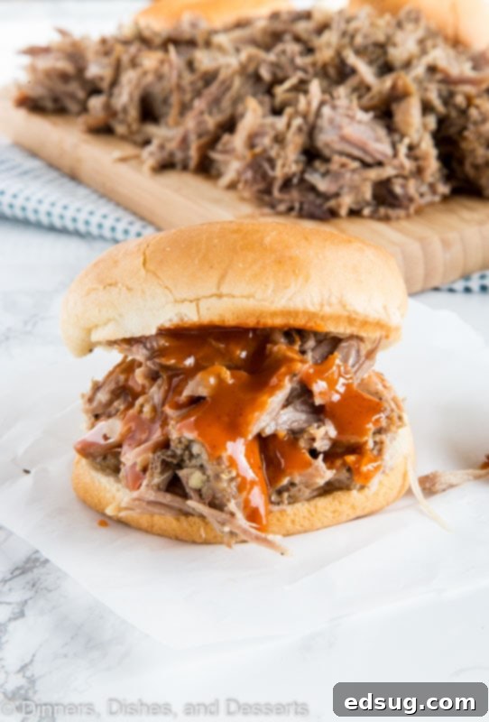 A delicious pulled pork sandwich on a paper plate, ready to be enjoyed