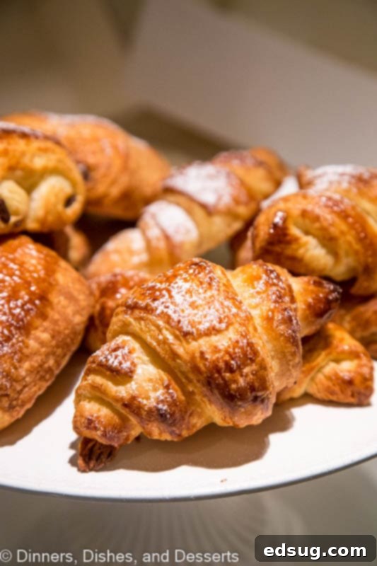 Buttery Homemade Croissants 2 A plate of food, with Croissant and Dinner