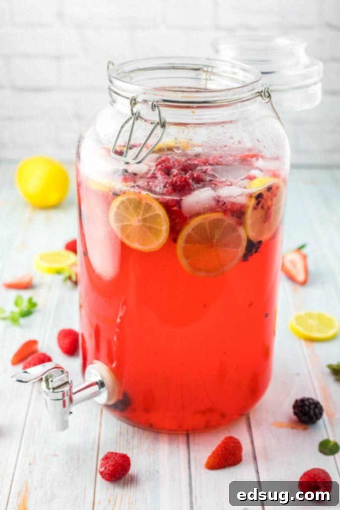 berry lemonade in large pitcher
