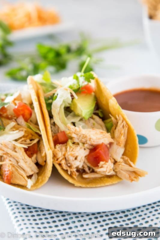 Quick Instant Pot Chicken Tacos 2 A plate of chicken tacos