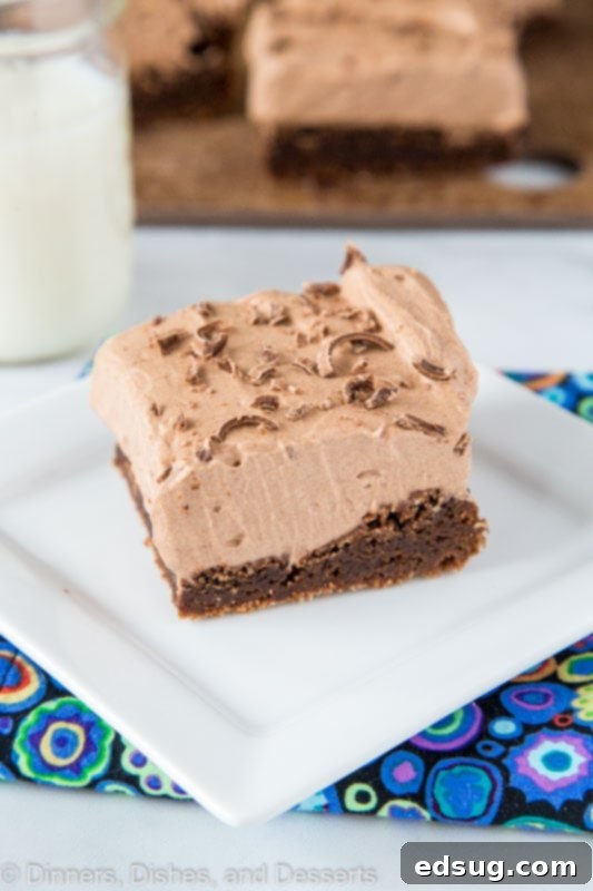 Decadent Chocolate Mousse Brownies 3 Moonies - chocolate mousse brownies arranged beautifully on a serving platter.