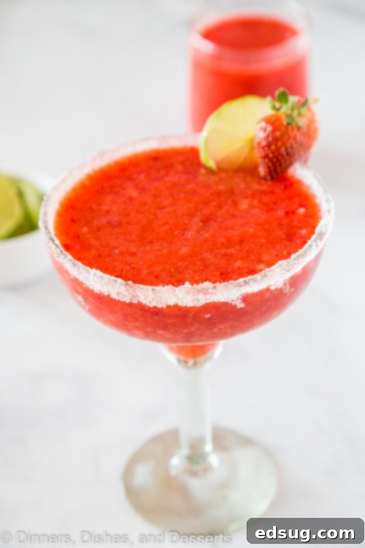 Strawberry Margarita with sugar rim
