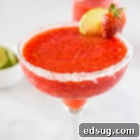Best Frozen Strawberry Margarita – no need to go out, make your favorite margarita at home with a few simple ingredients!