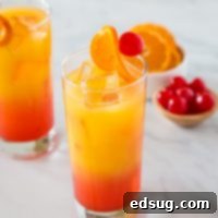 Mastering the Tequila Sunrise 5 A glass of orange juice next to a bowl of cherries