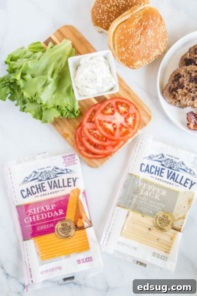 Perfectly grilled bacon cheeseburgers with melted cheese and fresh toppings