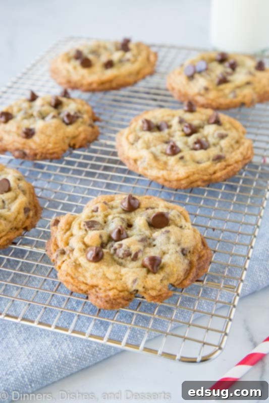 DoubleTree chocolate chip cookies on cooling wrack