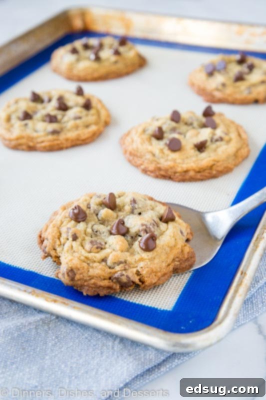Doubletree cookies in tray with spatula