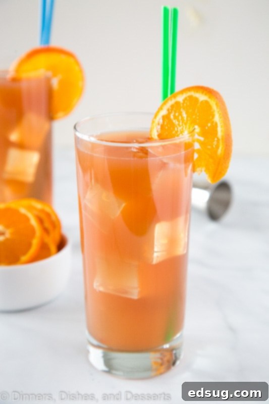 The Ultimate Beach Fling Cocktail 2 Sex on the beach drink with orange slice