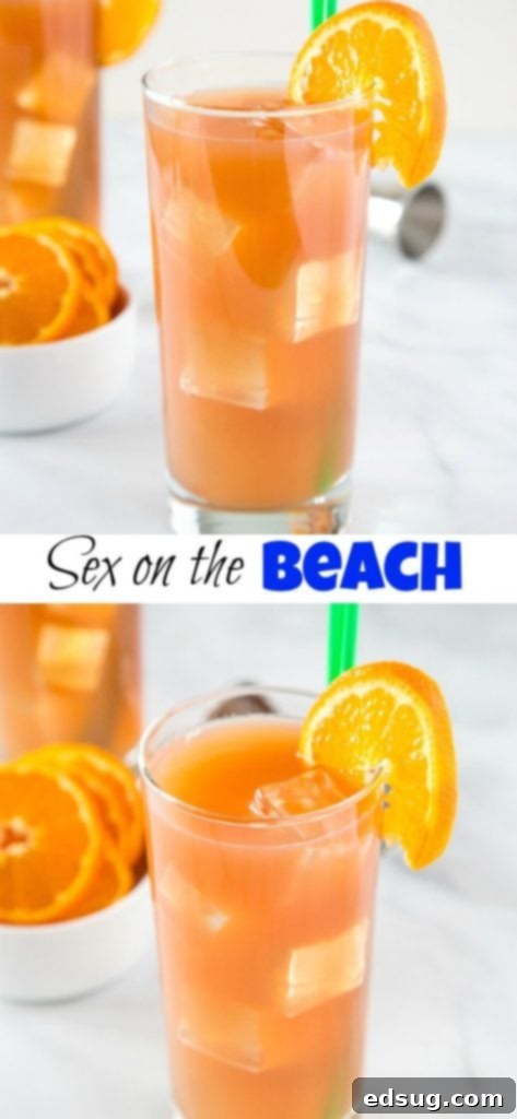The Ultimate Beach Fling Cocktail 5 Sex on the Beach Drink - the classic beach cocktail with cranberry juice, orange juice, vodka, and peach schnapps. Feel like you are on vacation with these easy to make drink.