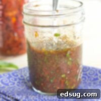 sun dried tomato and basil vinaigrette in a jar