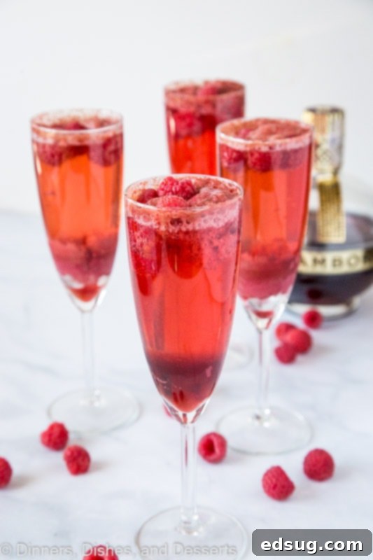 The perfect brunch cocktail - raspberry mimosas