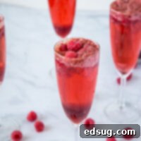 Raspberry Mimosas - A great drink for brunch or your next party. Raspberry sorbet, champagne, raspberry liqueur and a few fresh raspberries make for a delicious cocktail.