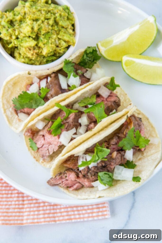 Zesty Flank Steak Tacos 3 Steak Tacos with grilled flank steak