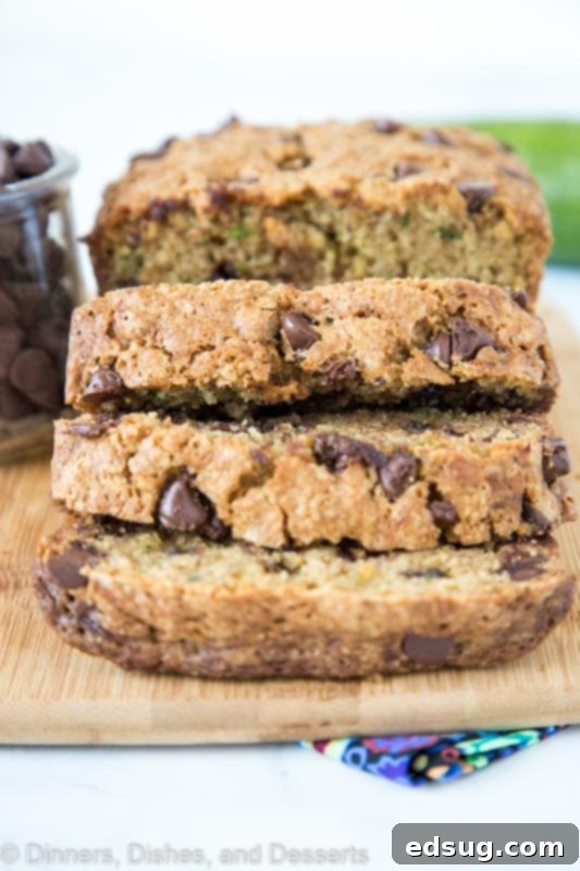 Chocolate Chip Zucchini Bread full of cinnamon and nutmeg
