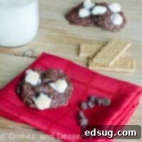 Smores Brownie Cookies 1 smores brownie cookies on a napkin