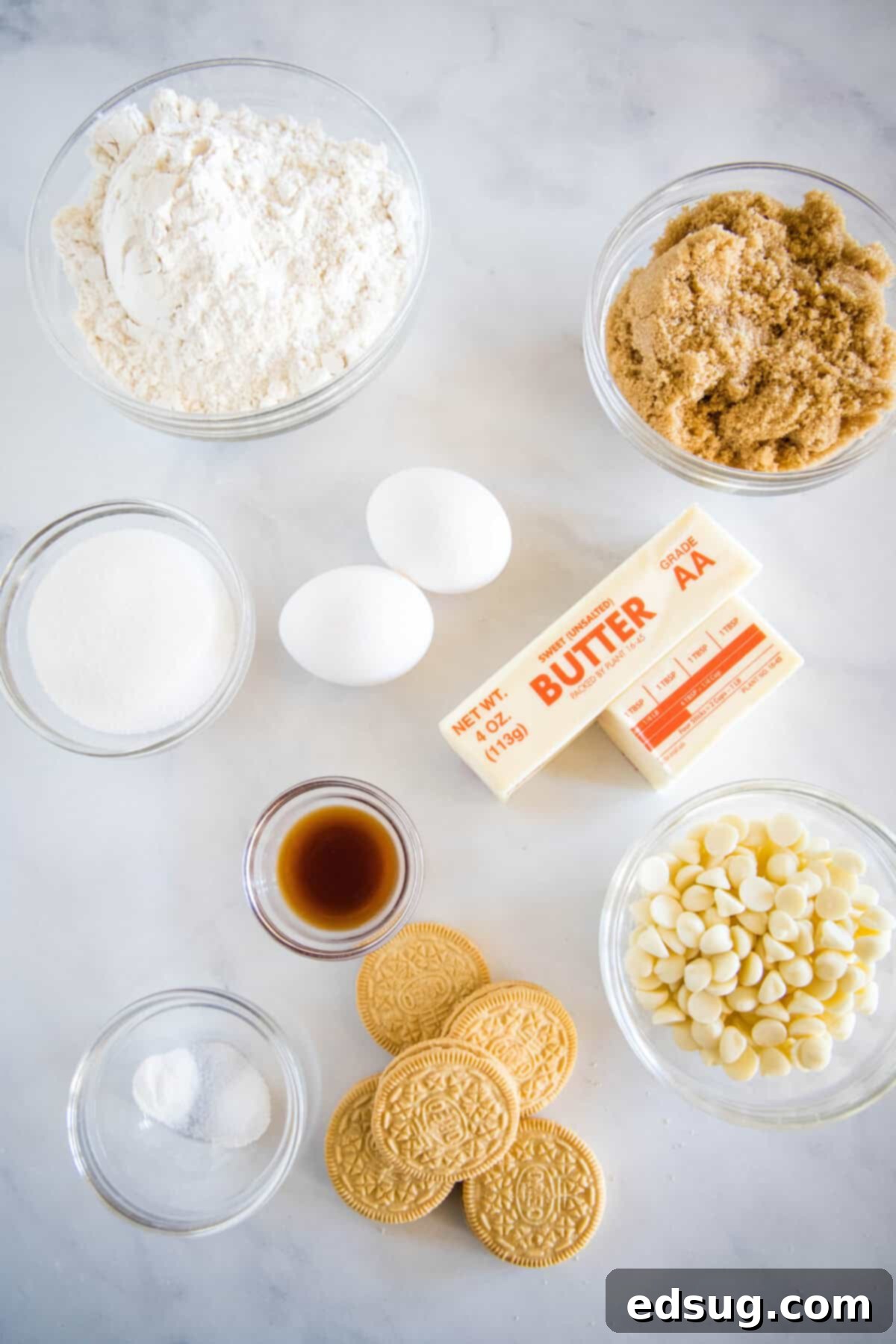 golden oreo blondie ingredients laid out
